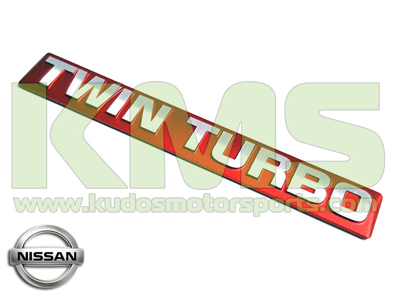 Turbocharger Collector Pipe \"Twin Turbo\" Badge to suit Nissan Skyline R32 GTR, R33 GTR & R34 GTR - RB26DETT