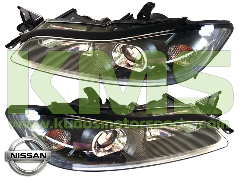 Headlight Set (Black Housing, Xenon & Halogen) to suit Nissan 200SX S15 & Silvia S15