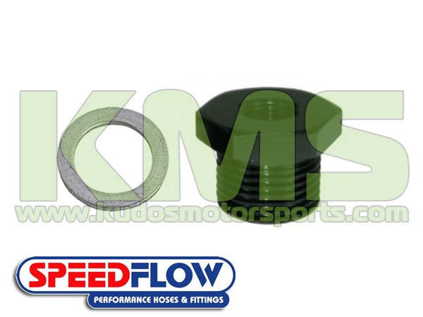 Speedflow Metric Reducing Bush M16 x P1.5 / 1/8\" NPT Port (912-M16-02-BLK) & Aluminium Crush Washer (902-06)